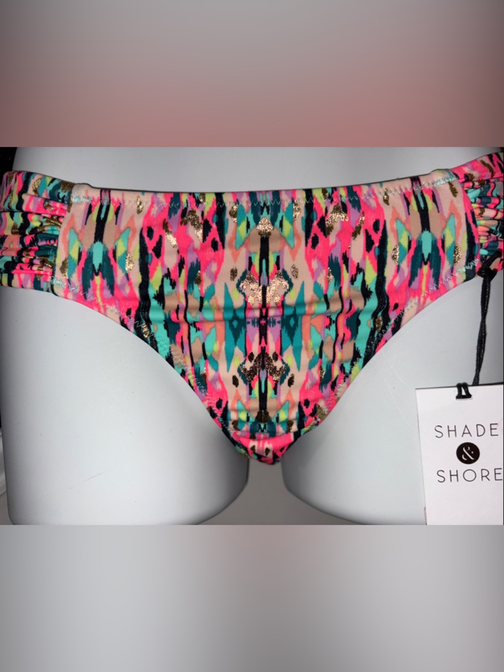 NWT Shade & Shore Neon Abstract Push-Up Bikini set 34DD & XS bottom - Picture 5 of 9